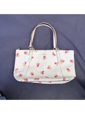 Coach Floral Print Tote Bag — Style C1780-F55192 — Chalk/Pink — Used with Flaws